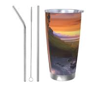 Waterfall at Sunset Tumbler con coperchio e cannuccia, in acciaio inox, per bevande calde e fredde, tazza da caffè da viaggio a doppia parete, riutilizzabile, per bevande termiche, regalo di