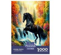 Waterfall Black Horse 1000 Pezzi Puzzle Classici Per Adulti E Bambini A Partire Da 12 Anni Giochi Del Cervello Perfetto Per Appassionati Di Esperti - Regalo Per Amore E Amico 38x26cm/1000pcs