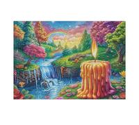 Waterfall Forest Sunset Puzzle 300 Pezzi Per Adulti in Cartone Rigido 3D Panoramico Per Viaggi E Vacanze Miglioramento Concentrazione Edizione Esclusiva Qualità 300 PCS（40x28cm）