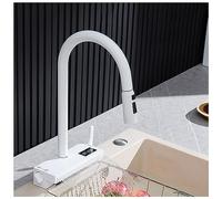 Waterfall Kitchen Faucet with Pull Down Sprayer, High Arc Single Handle Kitchen Sink Faucet, with LED Digital Temperature Display