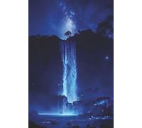 Waterfall Notebook: Blank Lined Notebook for All Ages, Waterfall, Night, Blue | 6x9 inches, 110 pages | Gifts for Birthdays, Christmas, Thanksgiving and more