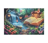 Waterfall Open Book Forest Wild Nature Rural Beautiful Puzzle 1000 Pezzi Sfida Rompicapo Estrema Impossibile Da Completare Per Collezionisti Esperti Regalo Per Chi Ama Le Sfide 1000 PCS