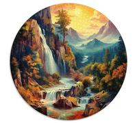 Waterfall - Puzzle a cerchio da 1000 pezzi, per adulti e bambini, dai 14 anni in su, paesaggi naturali, bordi lisci, giochi di sfida unici, 1000 pezzi (67,5 x 67,5 cm)