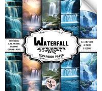 Waterfall Scrapbook Paper: Double Sided Sheets | Landscape Designs for Collage, Scrapbooking, Junk Journals, Decoupage, and Various DIY Craft Projects | 8.5" x 8.5" (21.59 x 21.59 cm)