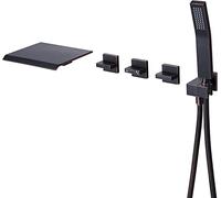 Waterfall Tub Taps with Handheld Shower Wall Mounted Shower Taps Filler Handle Hot And Cold Water Brass with 3 Handles for Contemporary Bathroom,Oil Rubbed Bronze