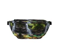 Waterfall Views - Marsupio a tracolla grande, idea regalo per sport, festival, allenamento, viaggi, corsa, casual, nero, taglia unica, Nero , Taglia unica