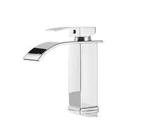 Waterfall Wash Basin Stainless Steel High And Low Faucet Black Hot And Cold Toilet Wash Basin Bathroom Home(Silver short)