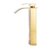 Waterfall Wash Basin Stainless Steel High And Low Faucet Black Hot And Cold Toilet Wash Basin Bathroom Home(Gold long)