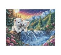 Waterfall White Tiger Rompicapo 500 Pezzi Per Regalo Di Battesimo Cartone Spesso Per Bambini Animal Pet Wildlife Tema Baby Per Attività Educativa Con Confezione Regalo Da Passatempo 500 PCS