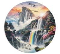 Waterfall WonderlandJigsaw Puzzle 1000 Piece for Adults Kids Round SceneryCreative Challenging Family Decorations1000pcs (67.5x67.5cm)