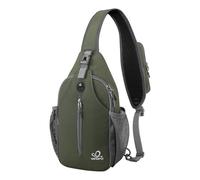 WATERFLY Sling - Zaino a tracolla regolabile, per escursionismo e petto, per uomo e donna, verde scuro, Tracolla