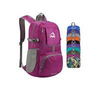 WATERFLY Zaino da trekking ripiegabile: zaino da 25 l, ultra leggero, per donne e uomini, piccolo e compatto, pieghevole, per sport all'aperto, ciclismo, campeggio, viaggi, colore: rosa rosso