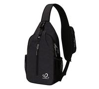 Waterfly Zaino Monospalla Sling Bag: Sportivo Borsello Monospalla Zaini Petto per Trekking Viaggio Lavoro Scuola Borsa Tracolla Monospalla Marsupio Uomo Donna(Nero)