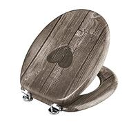 Waterful Sedile Tavoletta Copri Water, Legno MDF Verniciato, Decoro Cuore, Marrone