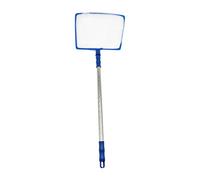 Waterline Skimmer Net con manico estensibile, telaio quadrato blu e borsa a rete fine per la pulizia della piscina, raccolta dei detriti del laghetto e facile da riporre rete telescopica per piscina