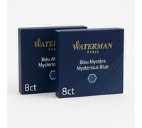 Waterman - 2 Confezioni da 8 Cartucce UGC Lunghe Inchiostro Blu Nero