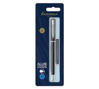 Waterman Allure Allure Allure - Penna stilografica laccata nera opaca, inchiostro blu, confezione in blister