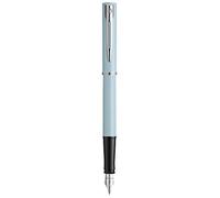Waterman Allure - Penna Stilografica, Corpo Laccato Opaco con Finiture Cromate, Pennino Sottile in Acciaio Inossidabile, Inchiostro Blu, con Confezione Regalo, Blu Pastello