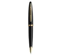 Waterman Carène Black Sea Penna a Sfera, Punta Media con Cartuccia di Inchiostro Blu, Nero Lucido con Clip in Oro 23 Carati, Confezione Regalo