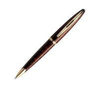 Waterman Carène Marine Amber Penna a Sfera, Punta Media con Cartuccia di Inchiostro Blu, Nero Lucido con Clip in Oro 23 Carati, Confezione Regalo