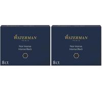 Waterman cartucce di inchiostro per penna stilografica | lunghe | nero intenso | 8 pezzi (Confezione da 2)