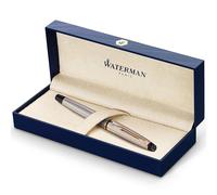 Waterman Expert penna roller in acciaio inox con finiture oro, confezione regalo