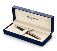 Waterman Hemisphere Ballpoint Pen, Matte Black barrel, Gold trims, medium Point, Blue ink Refill - Gift boxed