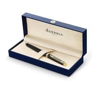 Waterman Hémisphère Penna Roller, Nero Opaco con Finiture in Oro 23 Carati, Punta Fine con Cartuccia di Inchiostro Nero, Confezione Regalo