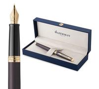 Waterman Penna stilografica Hémisphère | The Understated Edit | Nero lava | punta sottile in acciaio inossidabile | Inchiostro blu | confezione regalo