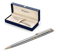 Waterman Hémisphère - Penna a sfera con incisione personalizzata di lusso, regalo elegante per uomo e donna, inchiostro blu (acciaio inox G.T)