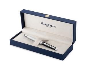 Waterman Hémisphère Penna a sfera | laccatura bianca e nera con puntale rivestito in palladio | punta media | Inchiostro blu | confezione regalo