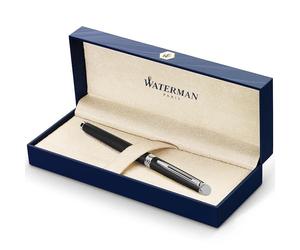 Waterman Hémisphère penna roller | nero opaco con finiture cromate | punta fine con cartuccia di inchiostro nero | confezione regalo