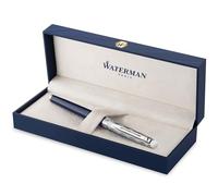 Waterman Hémisphère penna stilografica | Laccatura blu e metallo | Cappuccio cesellato | Pennino sottile in acciaio inossidabile | Inchiostro blu | Confezione regalo