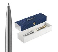 Waterman Impression Penna a sfera | Punta media con ricarica inchiostro blu | Acciaio inossidabile con finiture placcate in oro | Confezione regalo