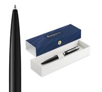 Waterman Impression Penna a sfera | Punta media con ricarica inchiostro blu | Lacca nera con finiture placcate in palladio | Confezione regalo