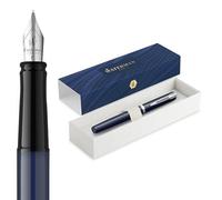 Waterman Impression Penna Stilografica | Pennino Medio con Ricarica di Inchiostro Blu | Lacca Blu con Rifiniture Placcate in Palladio | Confezione regalo