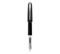 Waterman Kultur - Penna stilografica nera con finiture cromate, pennino fine con inchiostro blu