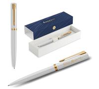 Waterman - Penna a sfera Impression con incisione - Strumento da scrittura di lusso personalizzabile - Elegante penna da regalo per donne e uomini, inchiostro blu (White GT)