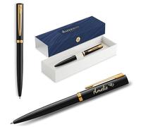 Waterman - Penna a sfera Impression con incisione - Strumento di scrittura di lusso personalizzabile - Elegante penna da regalo per donne e uomini, inchiostro blu (Black GT)