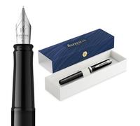Waterman Penna stilografica Impression | Nero con finiture cromate | pennino fine | inchiostro blu | confezione regalo