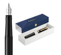 Waterman Penna stilografica Impression | Nero con finiture dorate | pennino fine | inchiostro blu | confezione regalo