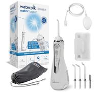 Waterpik Idropulsore Dentale Portatile, 3 Impostazioni di Pressione, Assicura la Rimozione Placca Dentale ed è Utilizzabile in Viaggio o in Bagni Piccoli, Batteria Ricaricabile, Bianco (WP-580EU)