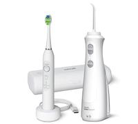 Waterpik Cordless Pearl e Sensonic Spazzolino elettrico ricaricabile e idropulsore combinato, cura dentale completa per denti, gengive, bretelle e viaggio - ADA accettato, bianco