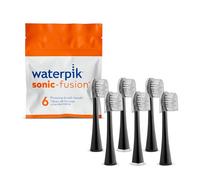 Waterpik Testine di ricambio originali di dimensioni compatte con coperture per spazzolino Sonic-Fusion Flossing SFRB-2EB, 6 pezzi, nero