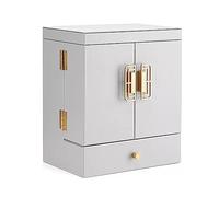 Waterpro - Scatola organizer per trucchi, di lusso, con specchio e cassetto, organizer per cosmetici in MDF, organizer per la cura della pelle, per comò e bagno, antipolvere, Gris, taglia unica