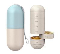 Waterproof Airtight 7 Day Storage Container - Pill Case Organizer Box, Portable Medicine Holder, Weekly Medication Management Organizer System Design, Compact Leakproof Secure Locking Lid Trav