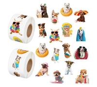Waterproof Dog Stickers, Cute Beach Decals, 500 Pieces 2 Rolls With Hawaiian Theme, Dog Sticker Pack With Fun Designs, Decals With Vibrant Colors, Notebooks Laptops Use For Pencil Cases Party Crafts