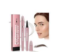 Waterproof Eyebrow Pencil, 3D Waterproof 4 Precise Eyebrow Pen with Tip, Long-lasting Natural Makeup Fine Stroke Magic Eyebrow Pencil (Light Brown)