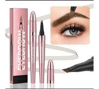 Waterproof Eyebrow Pencil, 3D Waterproof 4 Precise Eyebrow Pen with Tip, Long-lasting Natural Makeup Fine Stroke Magic Eyebrow Pencil (Grey)