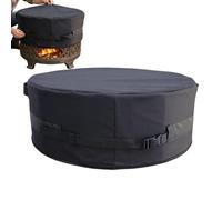 Waterproof Fire Pit Cover, Round Patio Protector Covers, 32 Inches Shield with Rain Guard, Heavy Duty Fabric Cover, Outdoor Covers with Classic Style for Backyard Fire Bowls